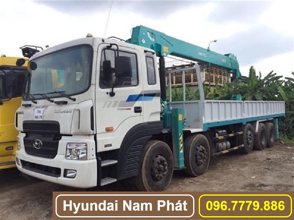 xe tải Hyundai HD360 5 chân gắn cẩu HKTC 10 Tấn